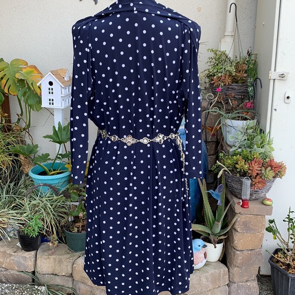 Boston Pepper Dresses with matching belt Size XS Navy with white polka dots. - Picture 5 of 7